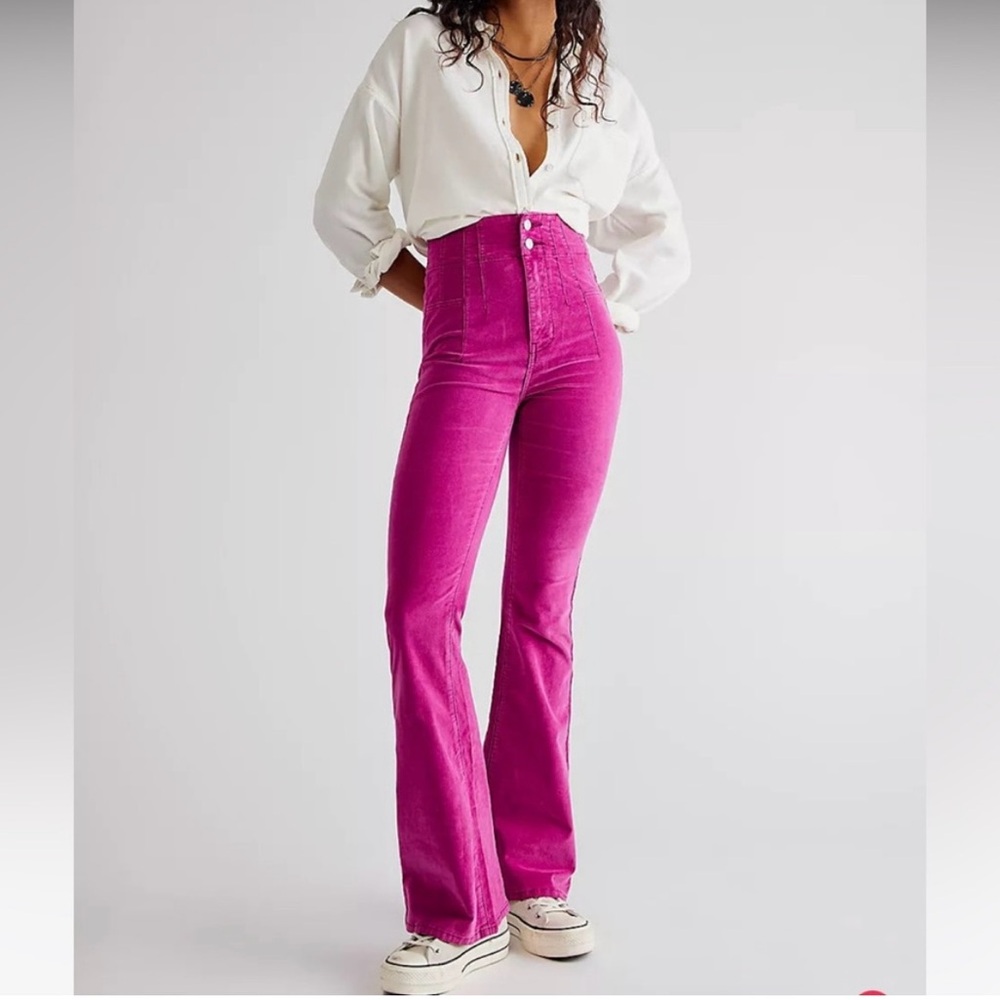 We the Free Hot Pink flare Jayde corduroys